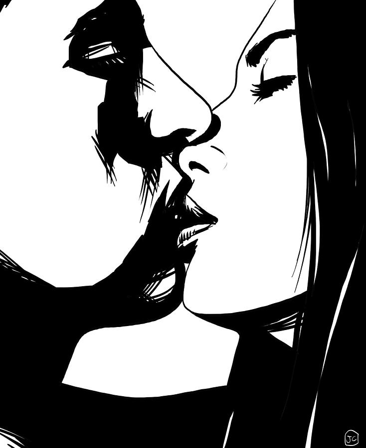 Kiss Drawing - Couple Kissing by Giuseppe Cristiano