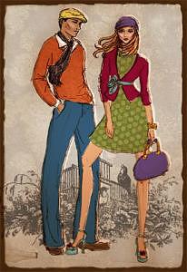 Fashion Illustration Digital Art - Couple by Lara Wolf Fashion Illustration Digital Art - Couple by Lara Wolf
