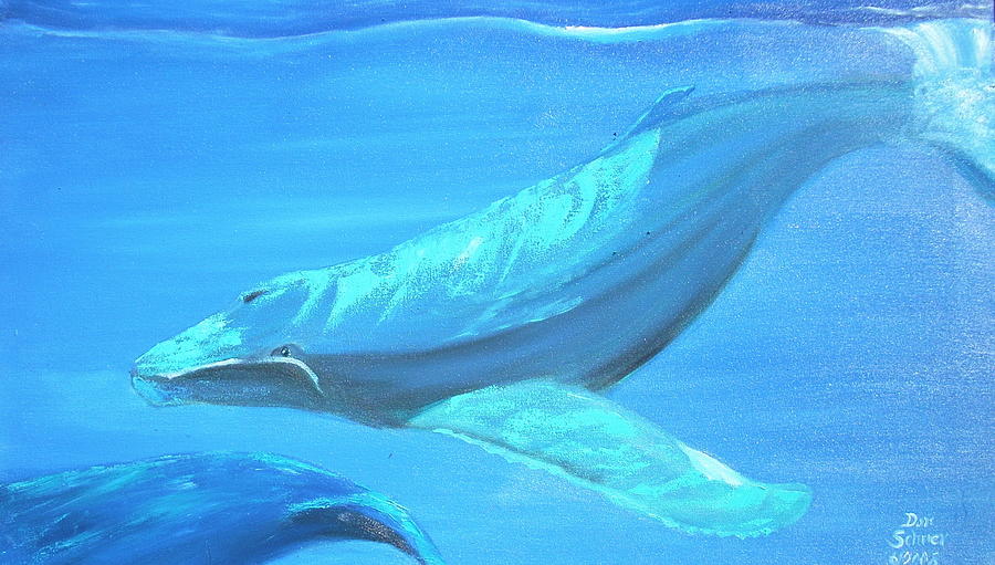 Couple of whales diving Painting by Donald Schrier - Fine Art America