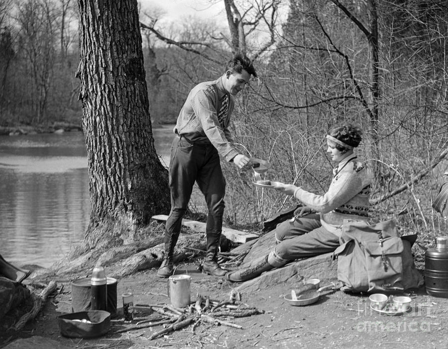 Couple Out Camping, C.1920-30s Photograph by H. Armstrong Roberts/ClassicStock