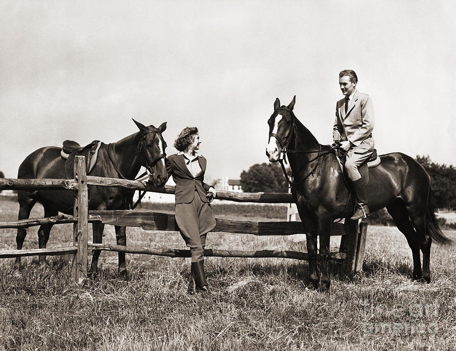 Couple Out Riding, C.1930-40s Photograph by H Armstrong Roberts and ClassicStock