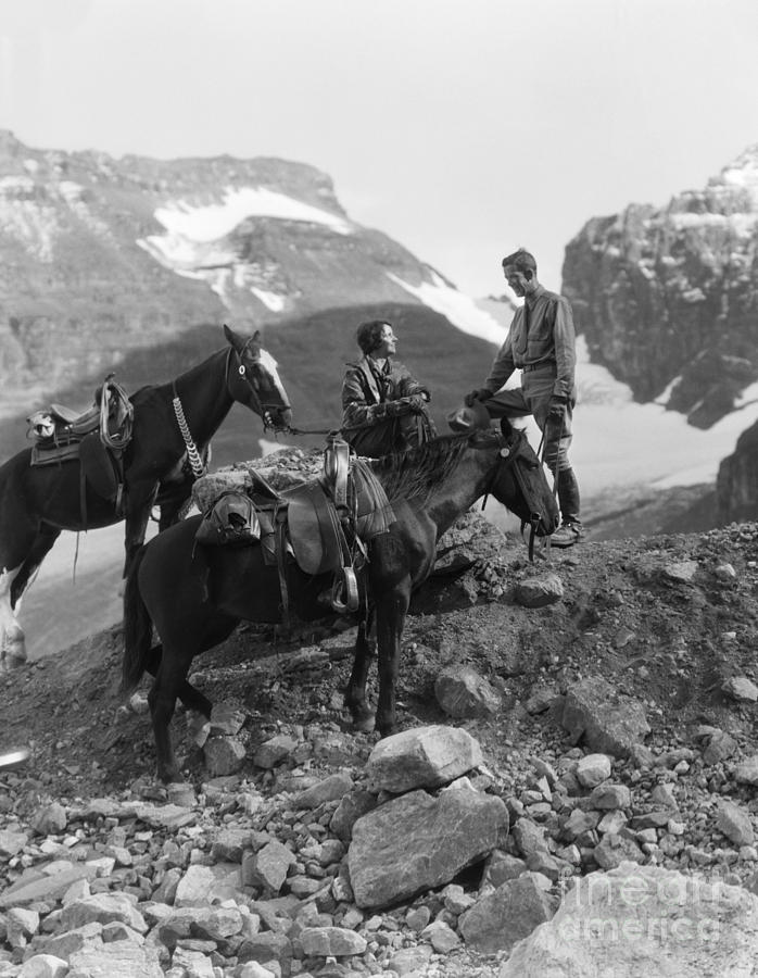 Animal Photograph - Couple Out Riding In Mountain by H. Armstrong Roberts/ClassicStock