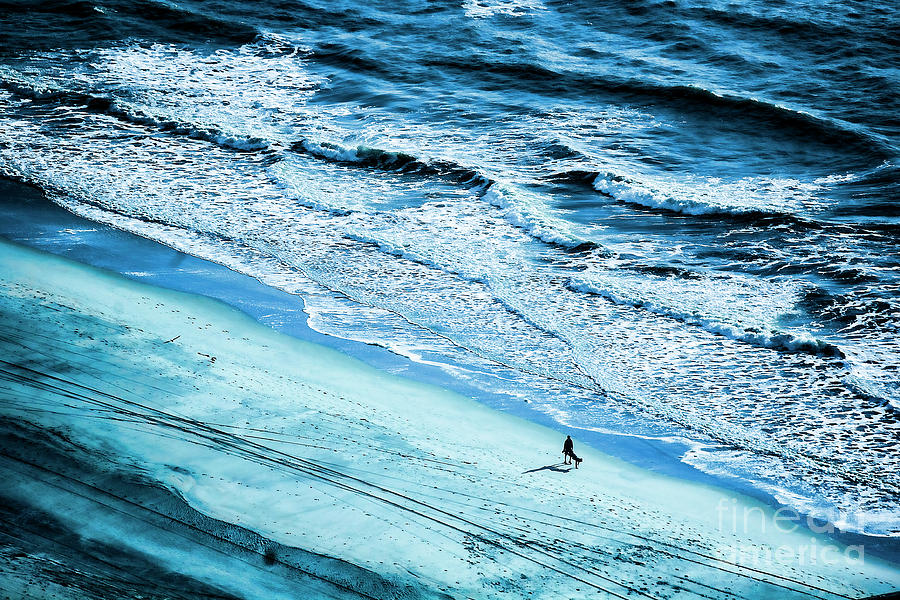 Couple Sandy Beach Winter Atlantic Ocean  Photograph by Chuck Kuhn