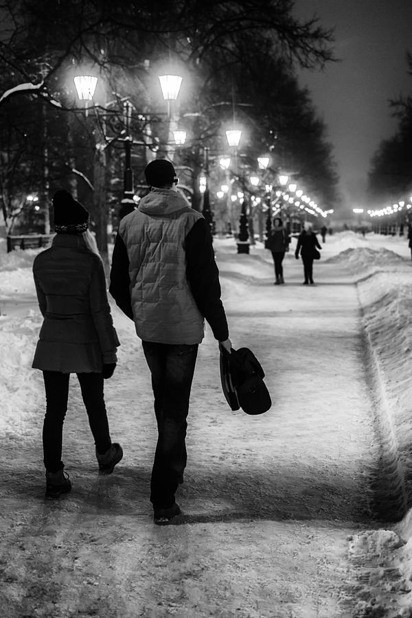 Couple Walking at Night Photograph by John Williams