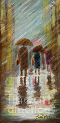 Couple Walking in the Rain Painting by Pati Pelz
