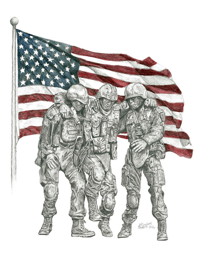 Courage in Brotherhood Drawing by Betsy Hackett
