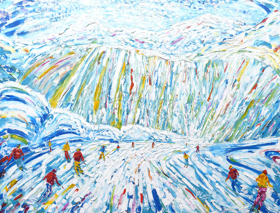 Courchevel Creux Piste Painting by Pete Caswell