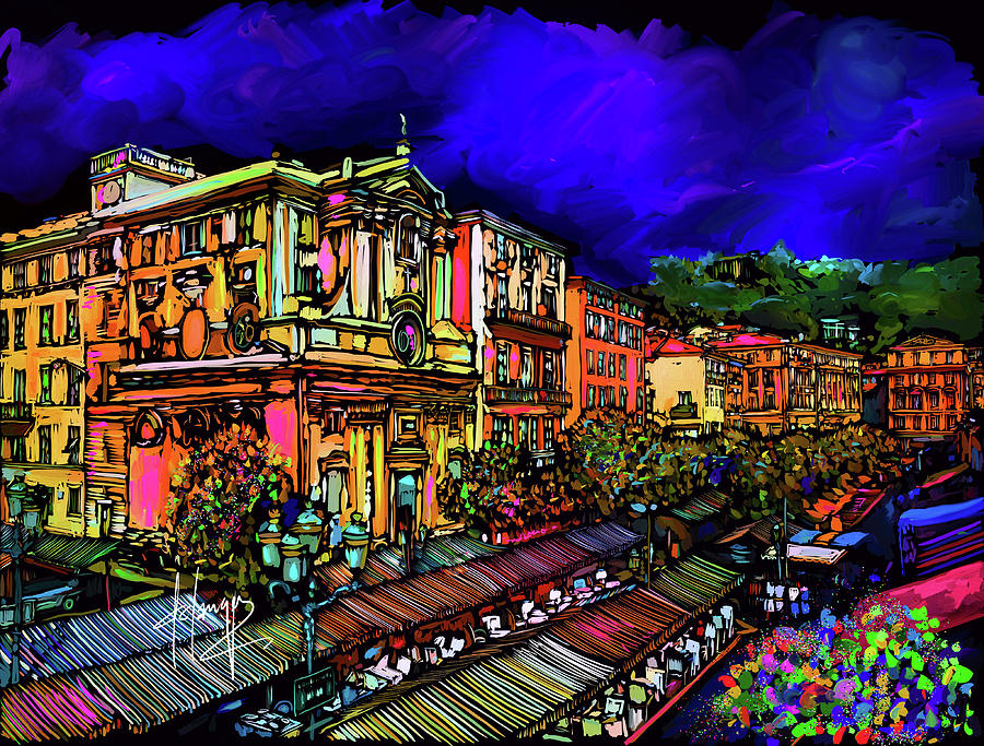 Cours Saleya, Nice, France Painting by DC Langer