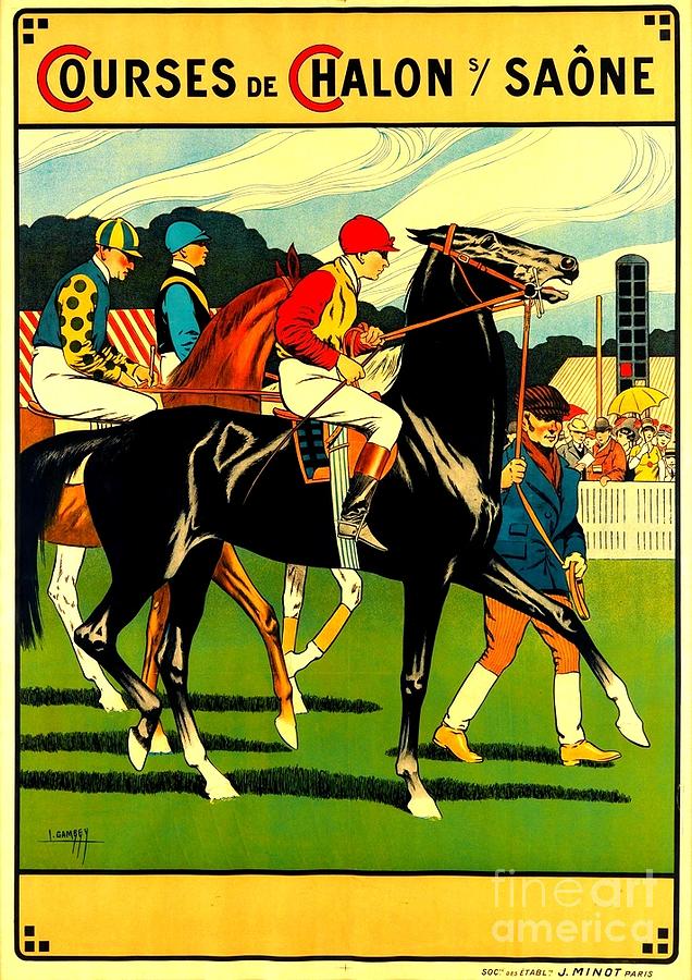 Courses de Chalon French Horse Racing 1911 Painting by Peter Ogden