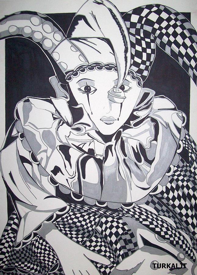 Checkers Drawing - Court Jester by Tomislav Neely-Turkalj