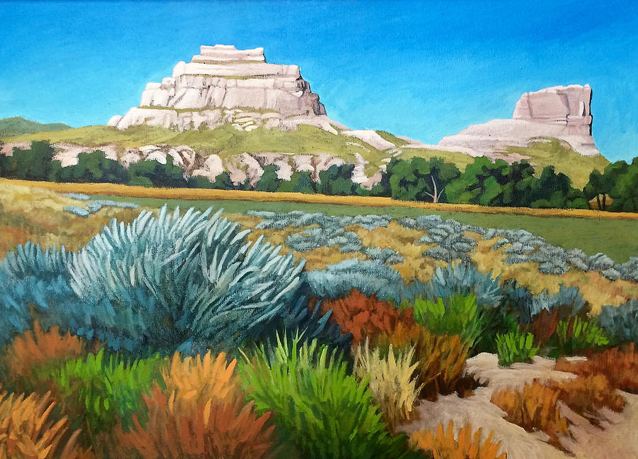 Courthouse and Jail Rocks Acrylic Painting by Dan Miller