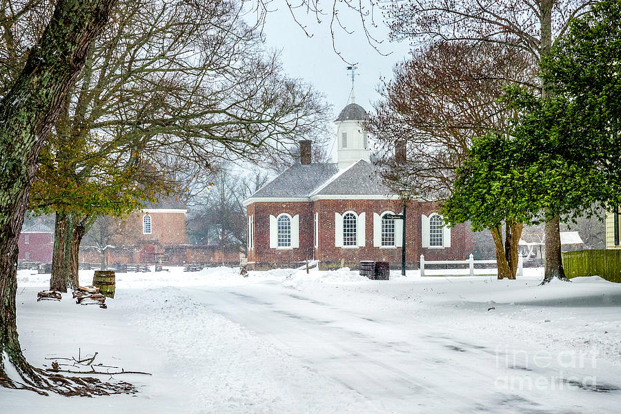 Courthouse and Magazine in Winter Photograph by Karen Jorstad