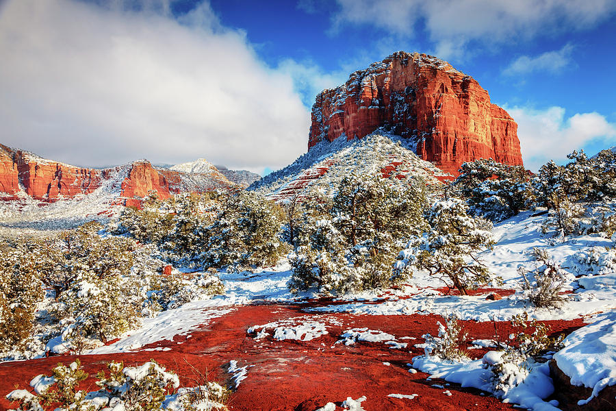 Courthouse Butte under snow Photograph by Alexey Stiop