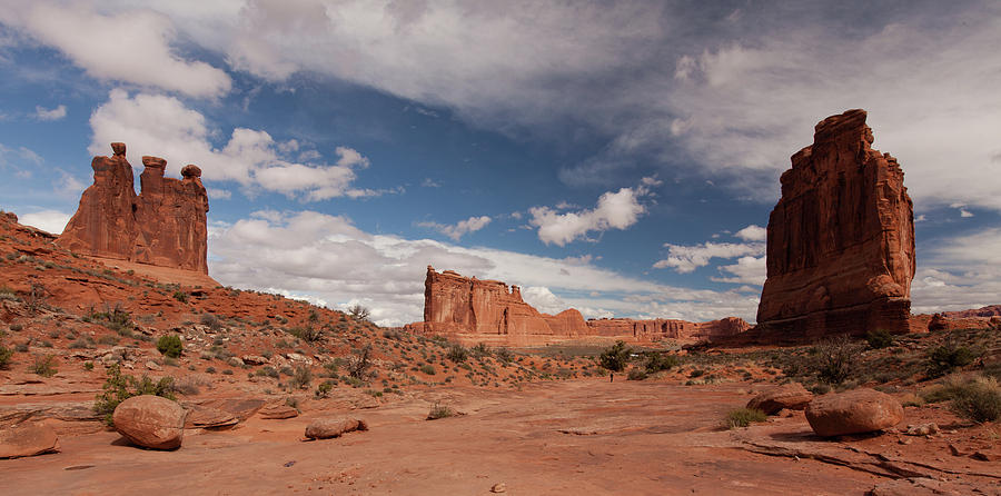Moab Photograph - Courthouse Towers and The Three Gossips by Alan Vance Ley