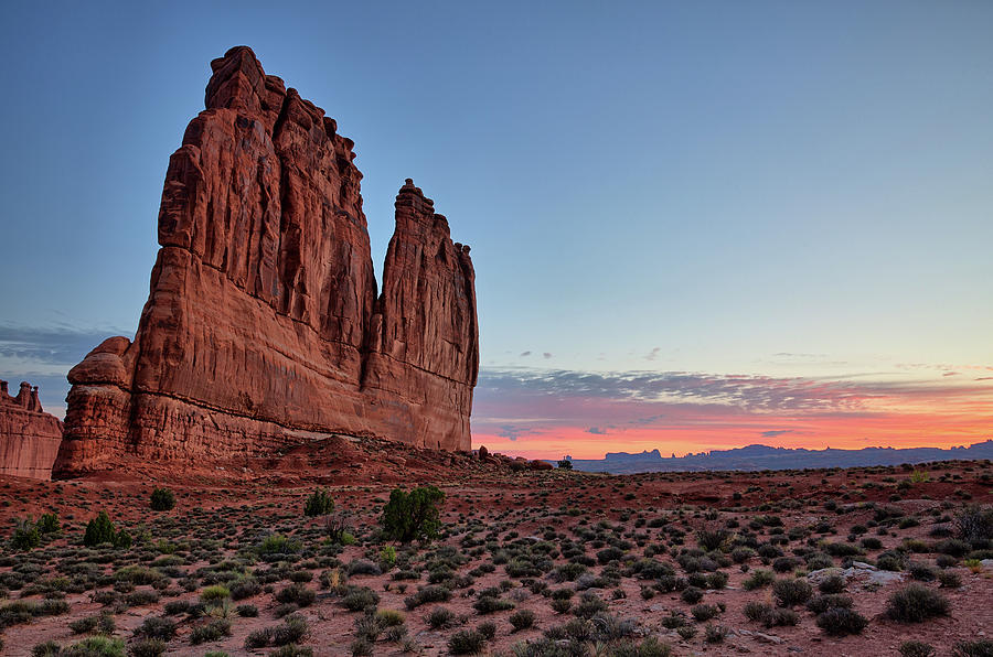 Courthouse Towers Arches National Park at Dawn Photograph by Kyle Lee