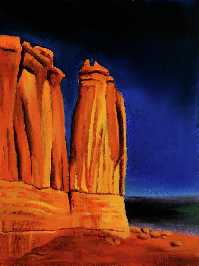 Courthouse Towers Twilight Painting by Sandi Snead