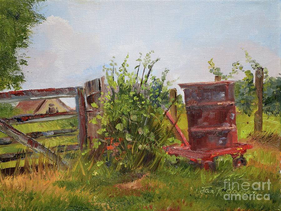 Courtneys Gate - Chateau Meichtry Vineyard - Red Barrel Painting by Jan Dappen