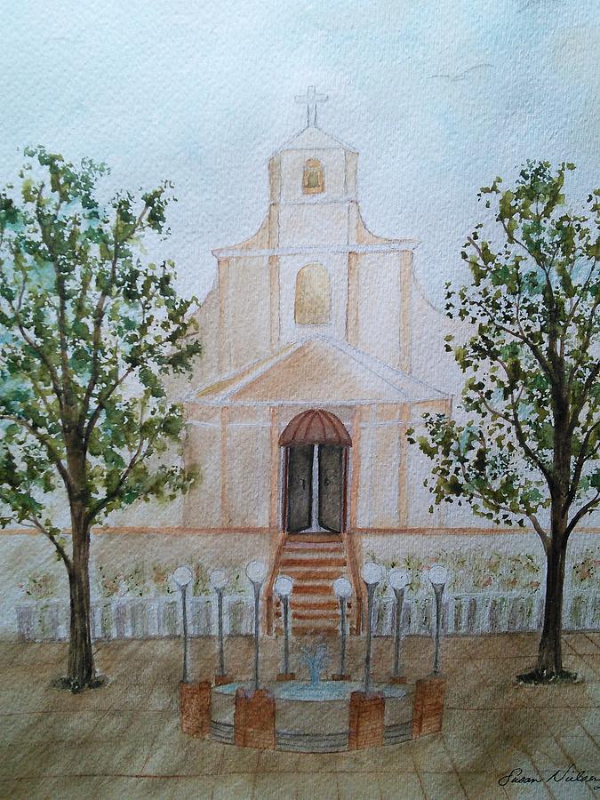 Courtyard Church Painting by Susan Nielsen