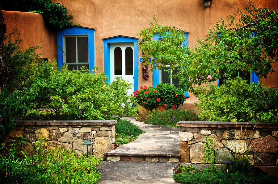 Architecture Photograph - Courtyard, Santa Fe, New Mexico by Zayne Diamond