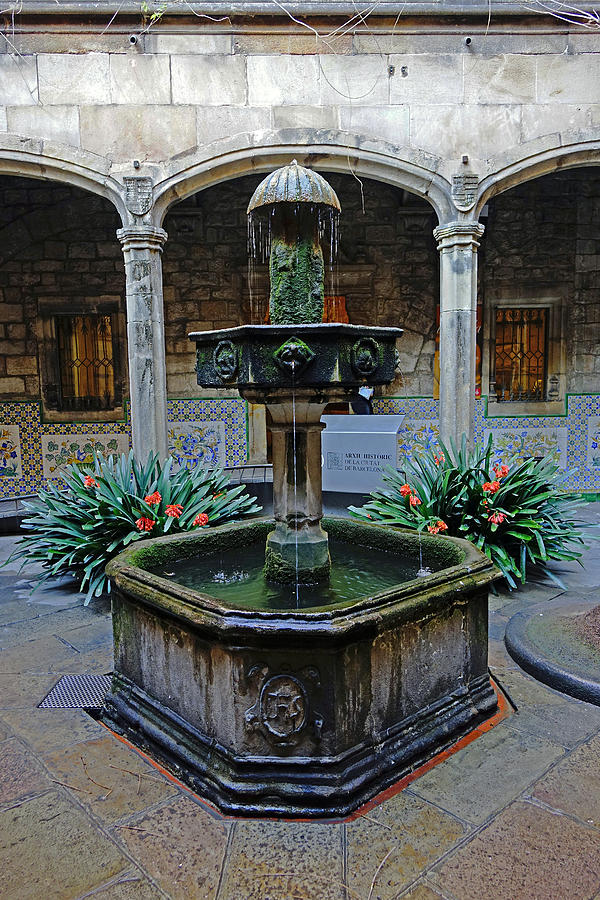 Courtyard Fountain In Barcelona Photograph by Rick Rosenshein