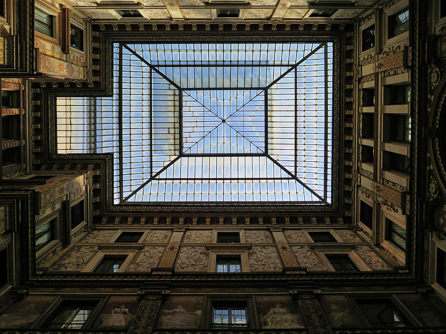 Courtyard Glass Ceiling in Rome Photograph by Dave Mills