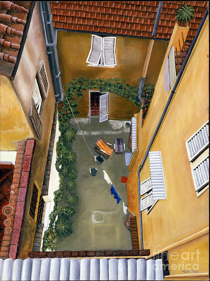 Courtyard In Milan Painting by Jiji Lee