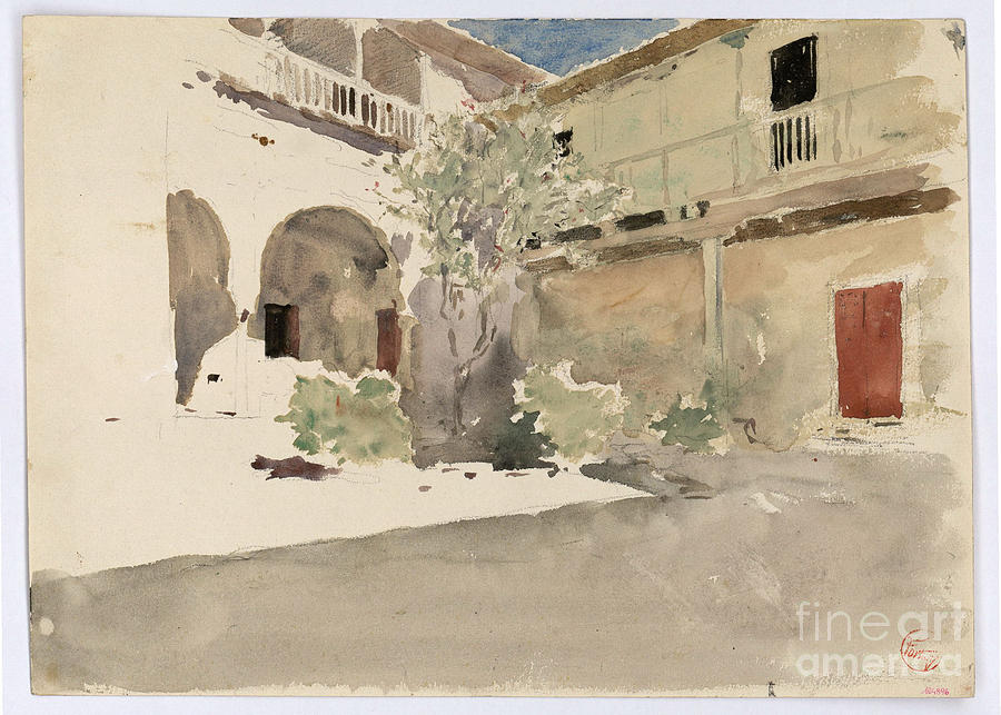 Courtyard of a house in Granada Painting by MotionAge Designs