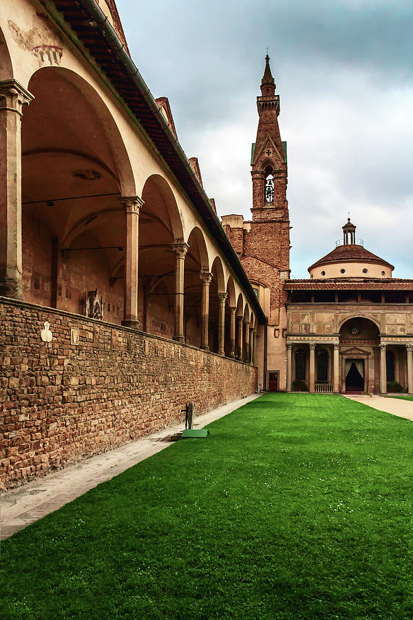 Architecture Photograph - Courtyard of Basilica di Santa Croce. Florence, Italy by George Westermak