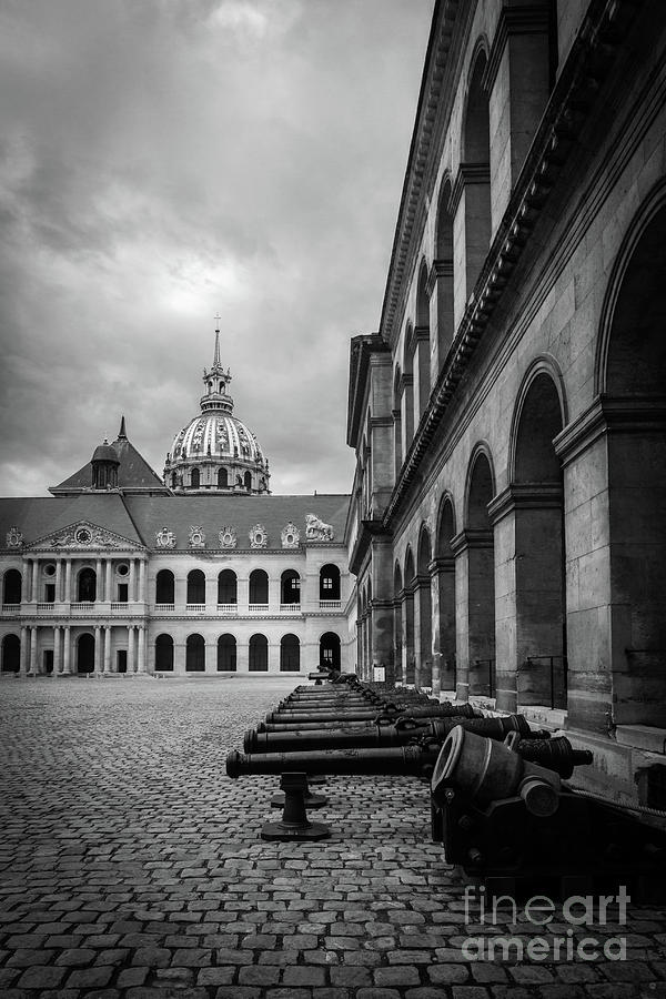 Courtyard of the Invalides, Paris, France, BW Photograph by Liesl Walsh
