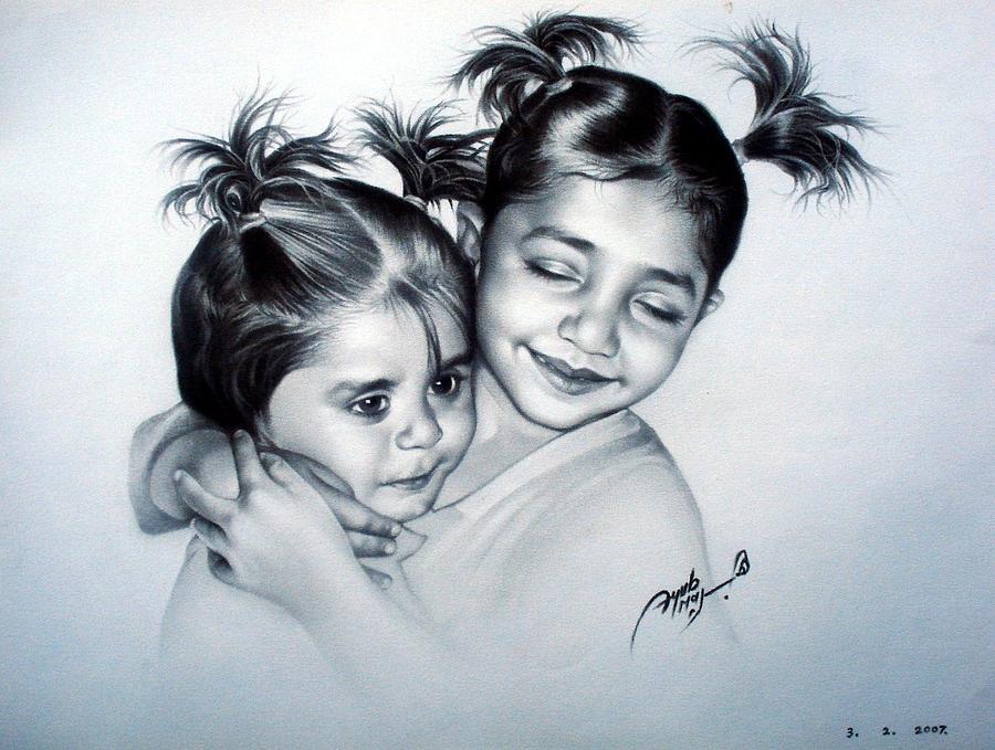 Cousins Drawing by Ayub Majeed