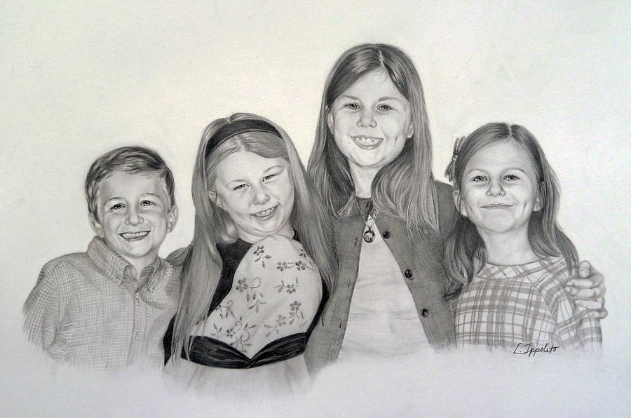 Cousins  Drawing by Lori Ippolito