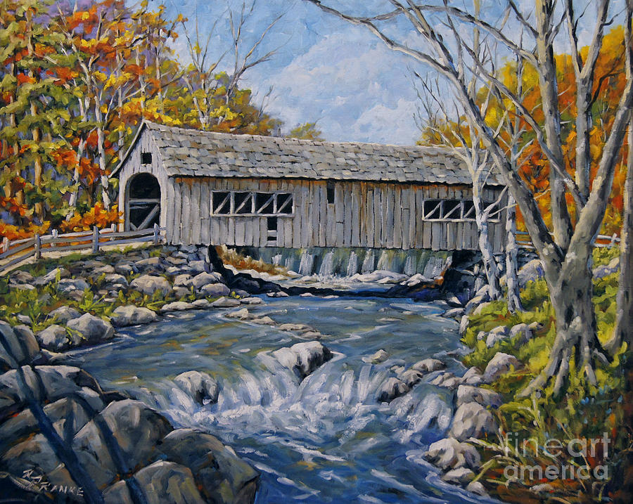 Cover Bridge 03 Painting by Richard T Pranke