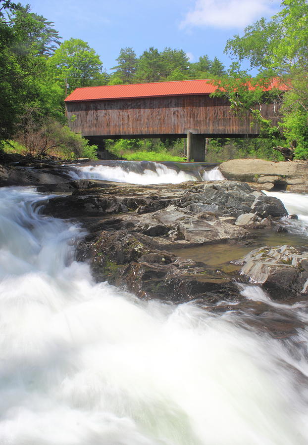 Covered Bridge and Falls Thetford Vermont Photograph by John Burk