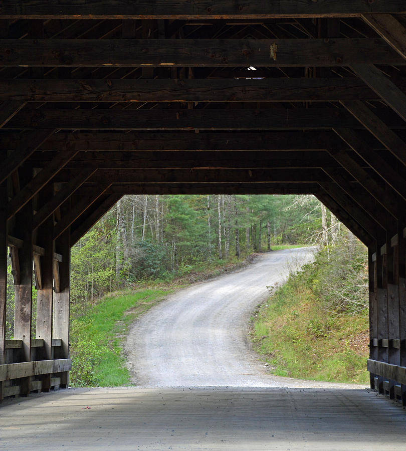 Covered Bridge and Winding Road Photograph by Bruce Gourley