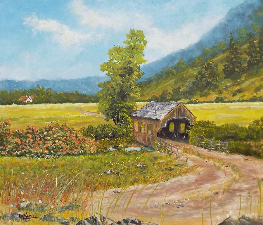 Covered bridge at Little creek Painting by Michael Dillon