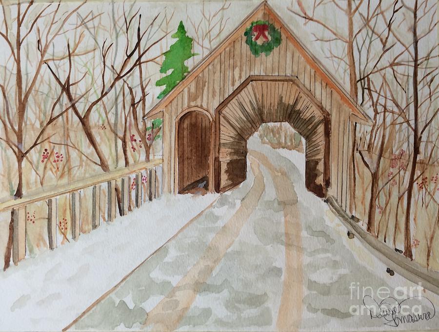 Winter Painting - Covered Bridge by Denise Tomasura