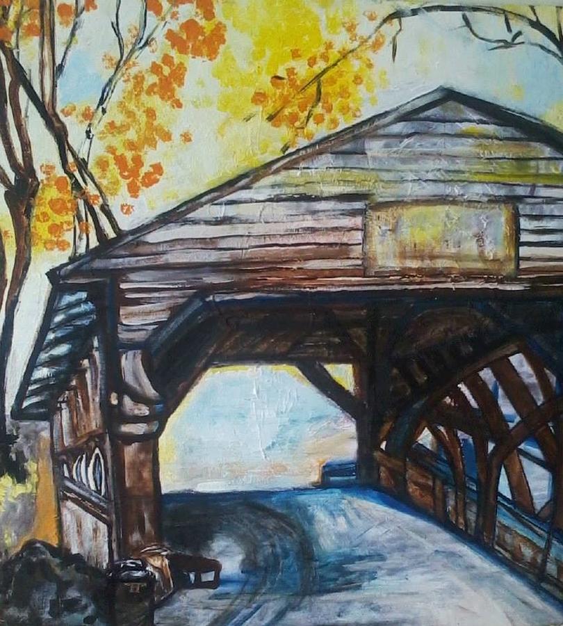 Covered Bridge Painting by Greta Gnatek Redzko