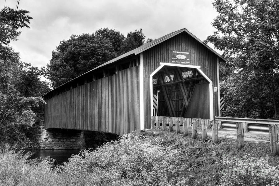 Covered Bridge In Canada BW Photograph by Mel Steinhauer