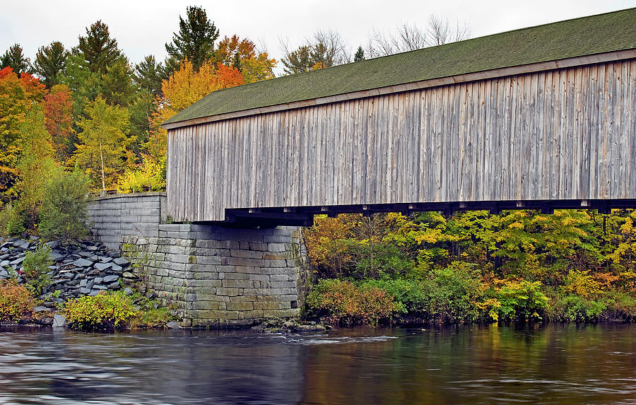 Covered Bridge in Maine during Fall Photograph by Brendan Reals