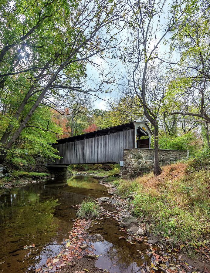 Covered Bridge in Pennsylvania during Autumn Photograph by Patrick Wolf
