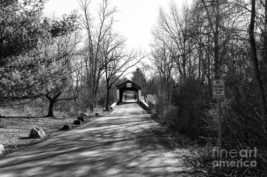Covered Bridge in the Distance mono Photograph by John Rizzuto