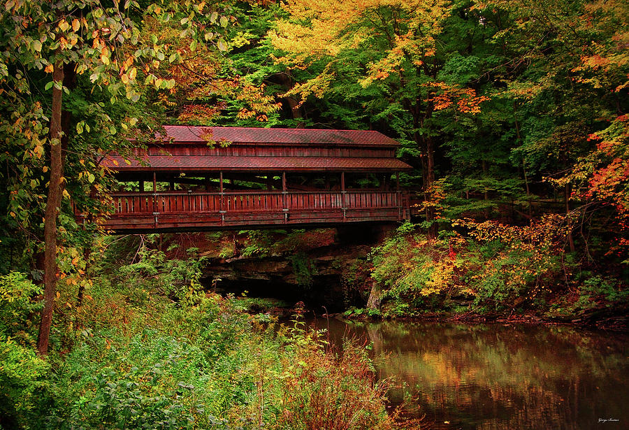 Covered Bridge - Mill Creek Park Photograph by George Bostian