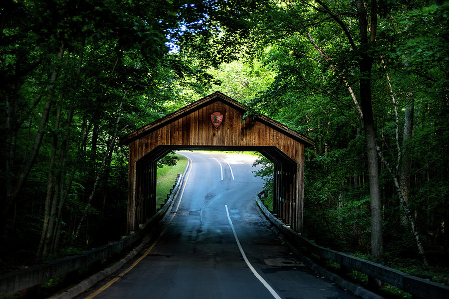 Pierce Stocking Scenic Drive Photograph - Covered Bridge by Onyonet Photo studios