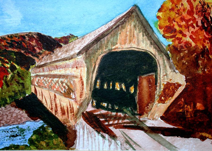 Covered Bridge Woodstock VT Painting by Donna Walsh