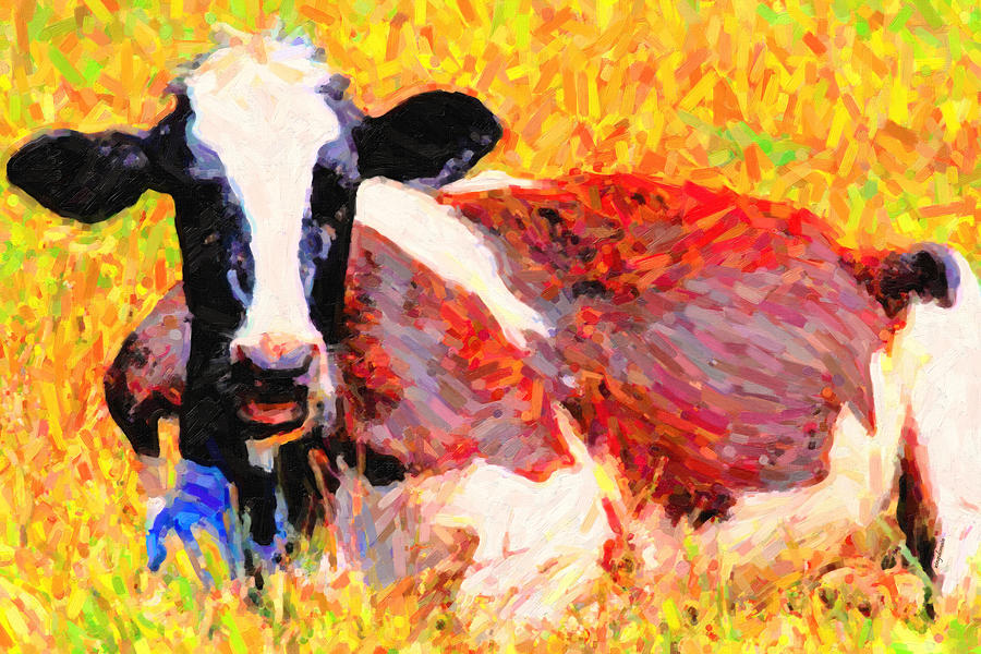 Cow 412 At Rest . Photoart Photograph by Wingsdomain Art and Photography