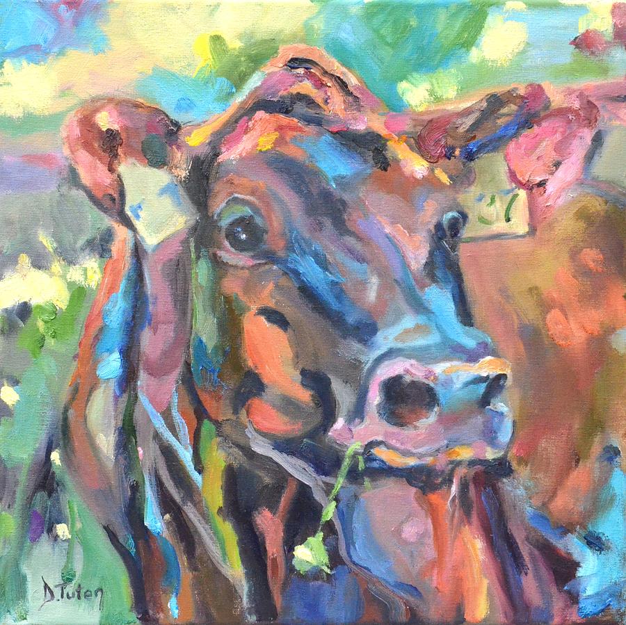 Cow and Clover Painting by Donna Tuten