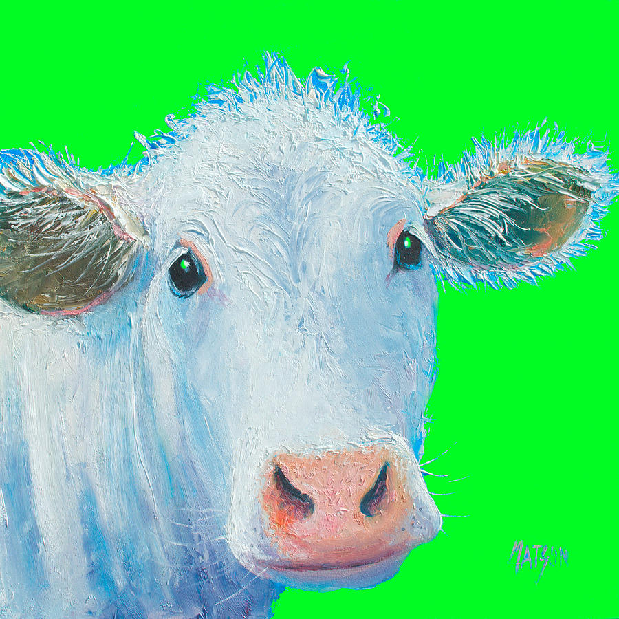 Animal Painting - Cow Art - Charolais by Jan Matson