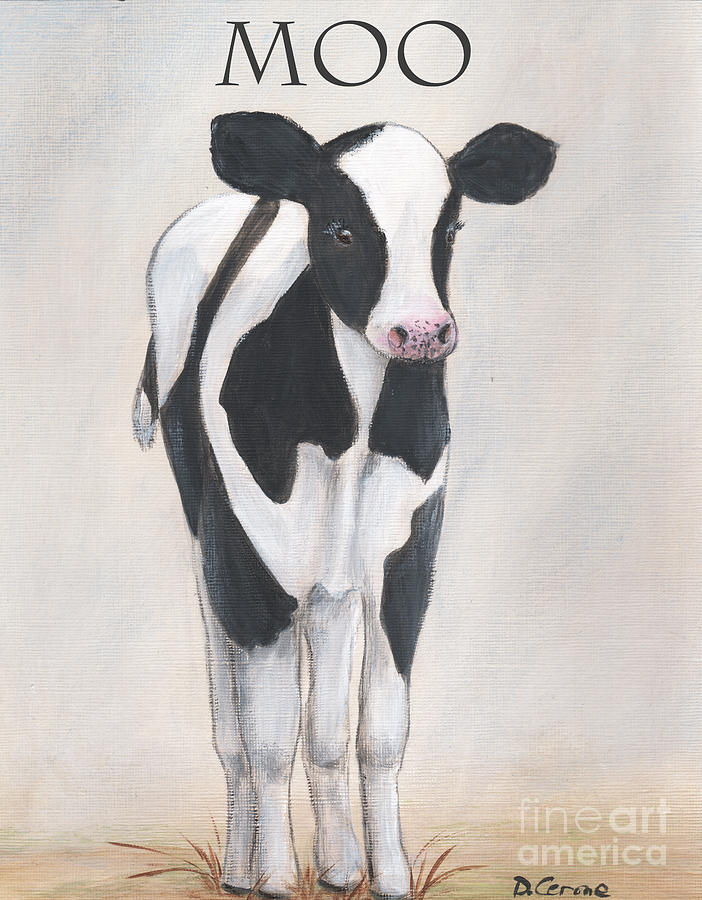 Cow - Baby Farm Animal Calf Moo Painting by Debbie Cerone