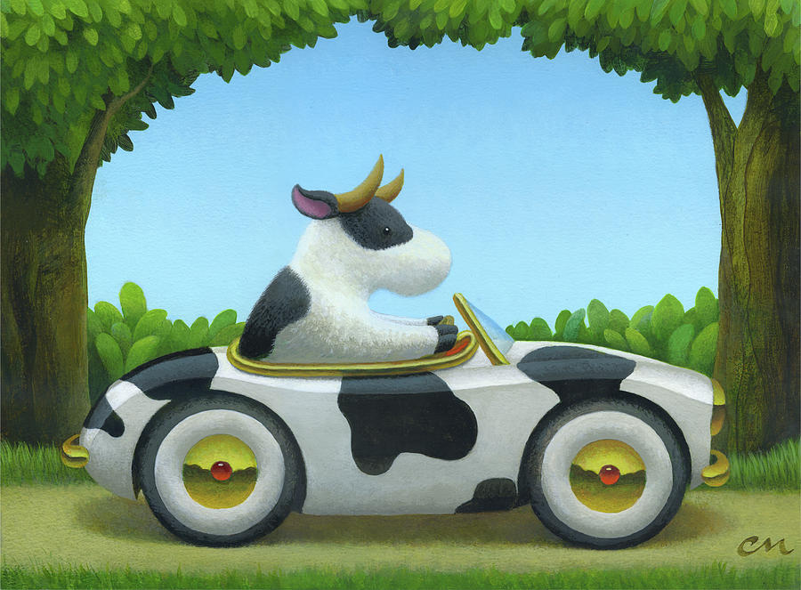 Cow Car Painting by Chris Miles