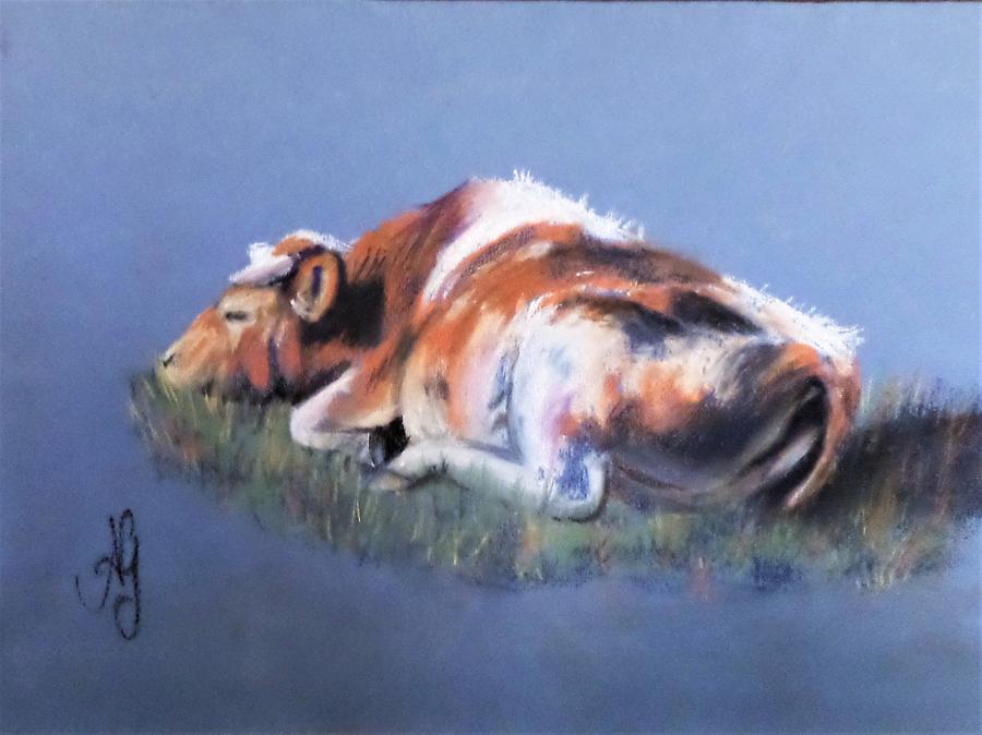 Cow dreams Pastel by Anne Gardner